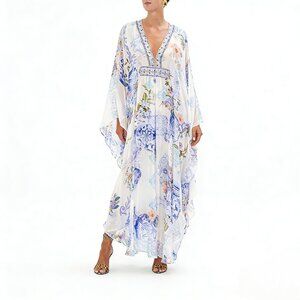Camilla long kaftan with waist detail